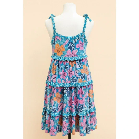 Kat & Jack Girls Dress M 7-8 Boho Cottagecore Floral Garden Tea Party Maxi - Picture 1 of 12